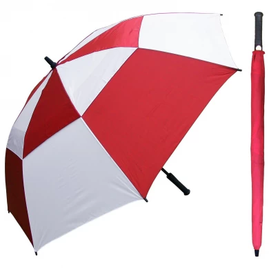 Gran paraguas de golf con mango de goma, botón EVA, impermeable, plateado