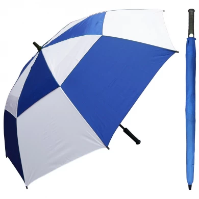 Большой зонт для гольфа с резиновой ручкой, кнопка EVA, непромокаемый, серебристый