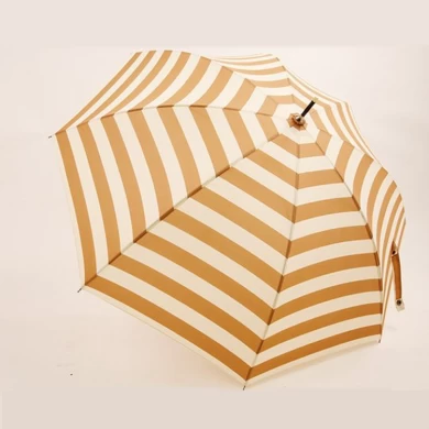 Leather Handle Stripe Print Umbrella