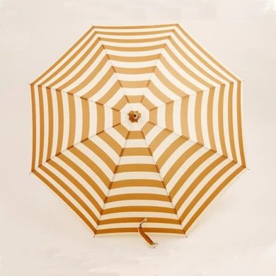 Leather Handle Stripe Print Umbrella