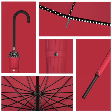 Lotus 2022 Fashion Straight Pagoda Umbrella With Leather Handle