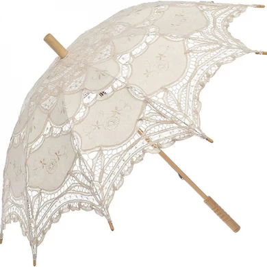 Lotus Bride Embroidery Cotton Wedding Lace umbrella in Wedding