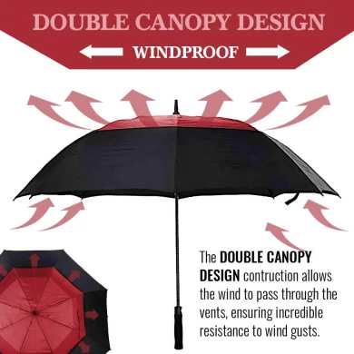 LotusUmbrella Paraguas de golf recto de doble capa de gran tamaño con impresión de logotipo