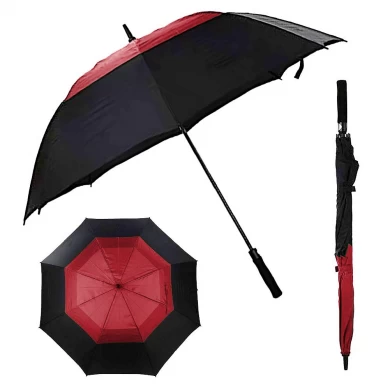 LotusUmbrella大号双层直筒高尔夫雨伞，带有徽标印花