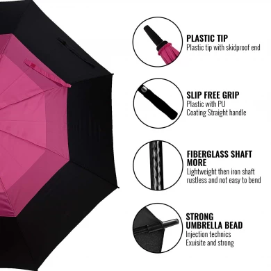 LotusUmbrella كبيرة الحجم ذات جودة عالية لمظلة غولف لشخصين مع مظلة مزدوجة