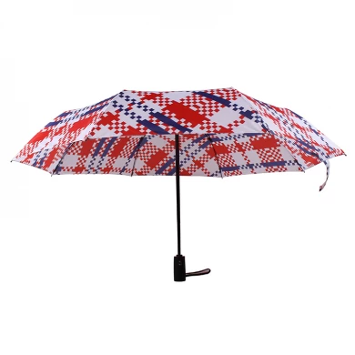 New Design Fashion Custom Print Auto Open and Close 3 Folds Compact Umbrella
