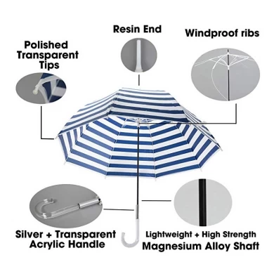New Fashion Black Korean Style Creativity Stripe Auto-open Long Handle Straight Umbrella