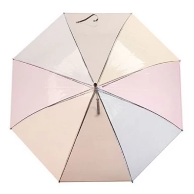 Nieuwe mode transparante POE kleurrijke Bubble Dome rechte paraplu met J handvat