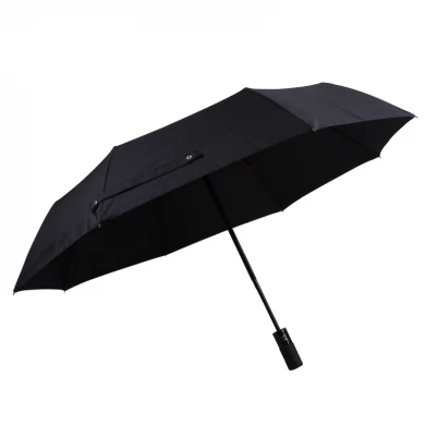 Neue Artikel von Shaoxing Factory 3-fach farbiger, winddichter Rahmen, kompakter Business-Regenschirm mit Reifenmustergriff