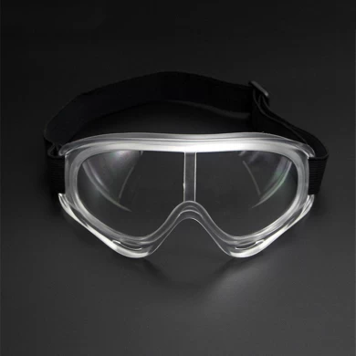 Non-vented safety goggles over glasses, clear lenses anti-fog anti-impact dust-proof breathable safety glasses