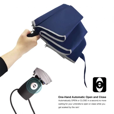 OEM Windproof Travel Umbrella Auto Öffnen und Schließen 3 Taschenschirm mit ergonomischem Griff