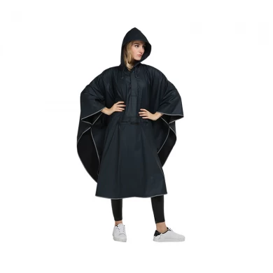 Outdoor polyester rain motorcycle poncho pu coated rain coat for adult