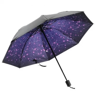 Populaire UV-bescherming 25 inch 3 opvouwbare paraplu 10 ribben gevouwen paraplu met perfecte kwaliteit