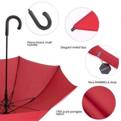 Promotional Large UK Walking Stick Auto Open Hook Handle Straight Umbrella