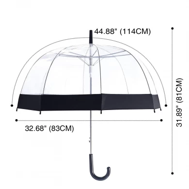Promotional hot selling clear auto open transparent bubble straight umbrella with colored border