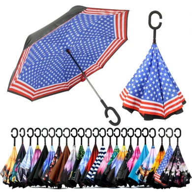 준비되어있는 재고 우산 방풍 겹켜 로고는 선전용 관례 반전 된 우산을 인쇄했습니다