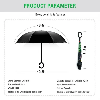 Klaar voorraad groothandel paraplu winddicht dubbellaags Logo gedrukt promotionele aangepaste omgekeerde omgekeerde parapluW