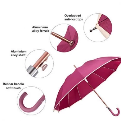 Shaoxing paraguas de fábrica de alta calidad 25 pulgadas 12 costillas auto abrir paraguas recto