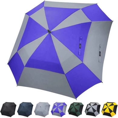Quadrat, doppelte Schicht, Entlüftungs-heißer Verkauf, hochwertiger Golf-Regenschirm