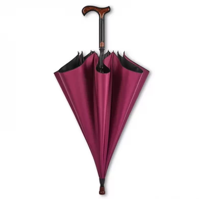 Straight Windproof Umbrella with Walking Stick