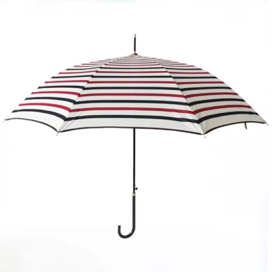 長いPUのハンドルが付いている縞の印刷物の軽いまっすぐな女性傘