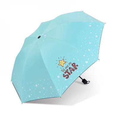 Sunproof 사용자 정의 디자인 다채로운 스타 컴팩트 포켓 우산