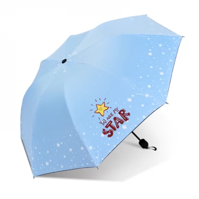 Sunproof 사용자 정의 디자인 다채로운 스타 컴팩트 포켓 우산