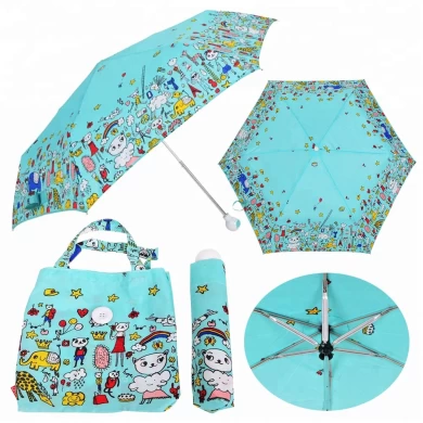 Super Mini Werbung Werbeartikel Regenschirm 3 faltbare Einkaufstaschen