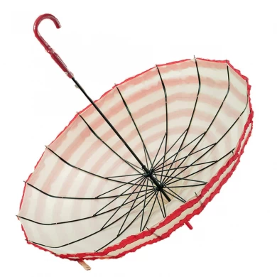 도매 16 리브 매뉴얼 오픈 숙녀 파라솔 레이스 파라솔 핑 야외 파고다 우산