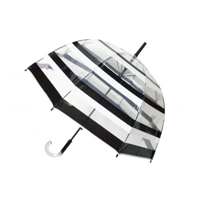 Venta al por mayor de gama alta POE 19 pulgadas 8 costillas Clear Auto Open Stick Bubble Umbrella