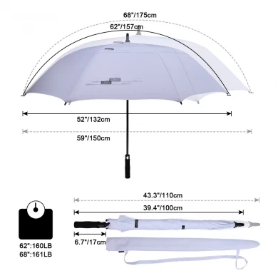 ロングハンドル付き卸売大自動オープンストレート防風キャノピーゴルフ傘