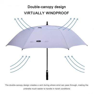Wholesale Large Automatic Open Straight Windproof Canopy Golf Umbrella with Long Handle