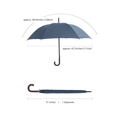 Wholesale Promotional  J Hook Wooden Handle single layer straight Umbrella