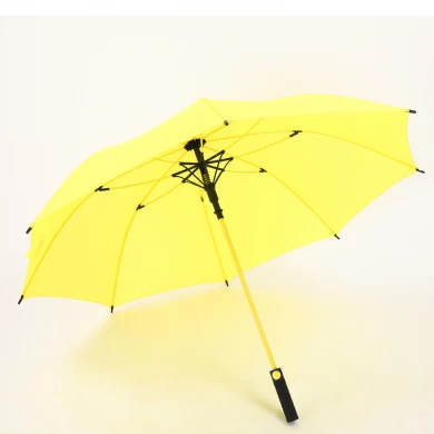 Wholesale Straight auto umbrella Logo Printed 8rib windproof straight umbrella yellow