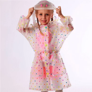 Wholesale high quality new design Transparent Kids Safety Rainbow point Raincoat
