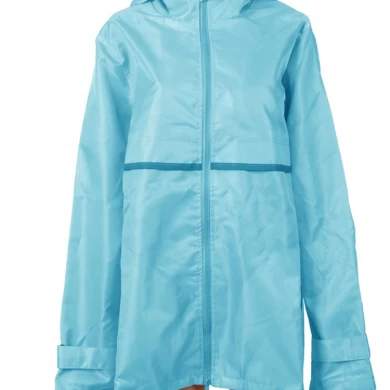 Wholesale high quality waterproof colorful worker Manufacturer's Ladies Full Zip Hooded Rain Coat