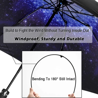 Оптовая перевернутый ветрозащитный автоматический 3 складной перевернутый обратный зонт