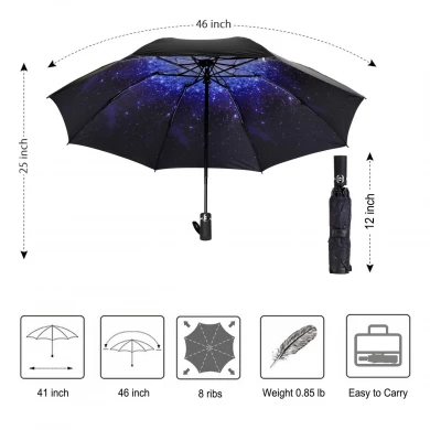 Wholesale upside down windproof automatic 3 folding inverted reverse umbrella