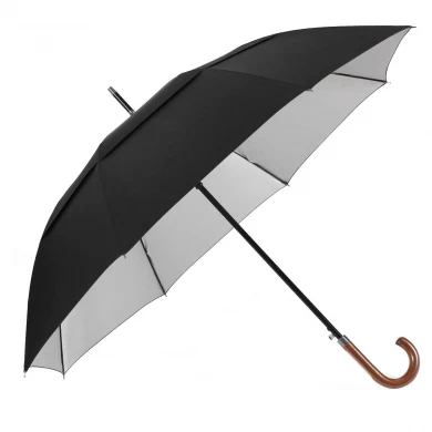 Hurtownia Duży 54/62 calowy automatyczny otwarty UV Ochrona przeciwsłoneczna Podwójny baldachim Wiatroodporny klasyczny parasol golfowy z drewnianym uchwytem J.
