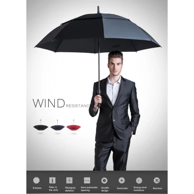 750cm * 8k Double Layer Canopy Vent Windproof Fiberglass Frame Golf Umbrella
