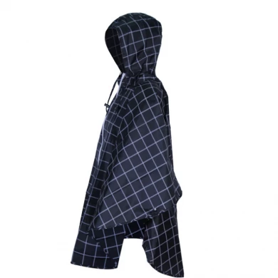 여자 세련된 방수 비 체크 무늬 판쵸 OEM 인쇄 레인 코트 방수 가벼운 후드 랩