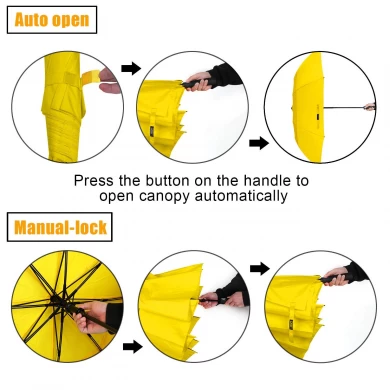 custom logo paraplu automatisch open handmatig sluiten 2 opvouwbare golfparaplu