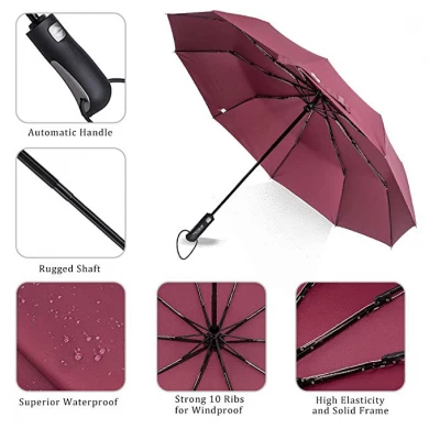 雨と太陽の傘のための最高品質のオートオープンとオートクローズ折りたたみ傘と防風傘