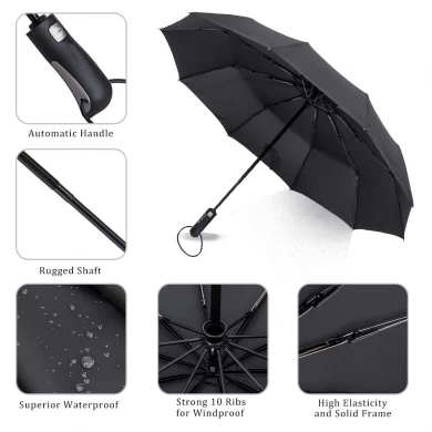 hurtownie 3 składane automatyczne otwieranie i zamykanie parasol promocyjny niestandardowe logo drukowane składane parasole