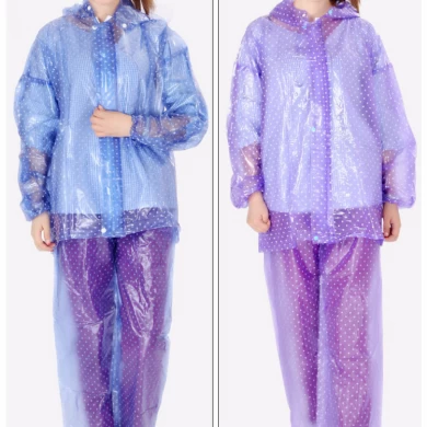 wholesale Transparent crystal raincoat raincoat polka colorful dot PVC adult men and women cycling hiking longcoats raincoat