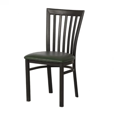 Black Vertical Back Metal Restaurant Chair with PVC Seat Manufacturer