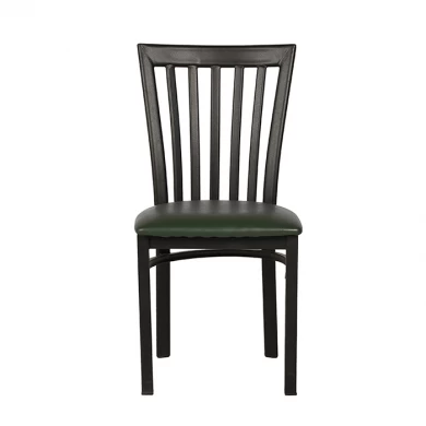 Black Vertical Back Metal Restaurant Chair with PVC Seat Manufacturer