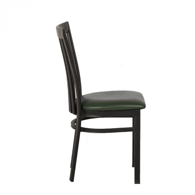 Black Vertical Back Metal Restaurant Chair with PVC Seat Manufacturer