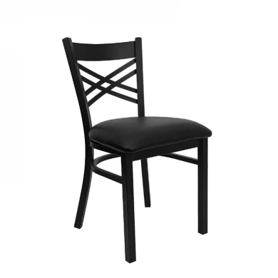 Double Cross Back Metal Restaurant Dining Chair with Choice of Seat From PVC and wood Seating Manufacturer