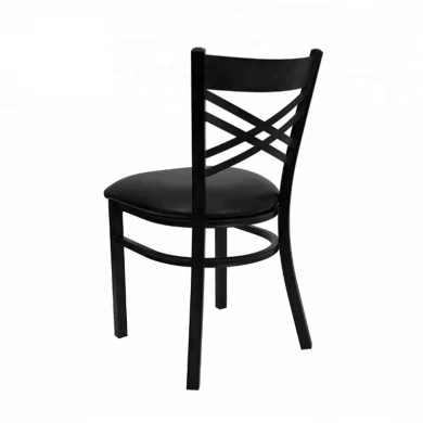 Double Cross Back Metal Restaurant Dining Chair with Choice of Seat From PVC and wood Seating Manufacturer